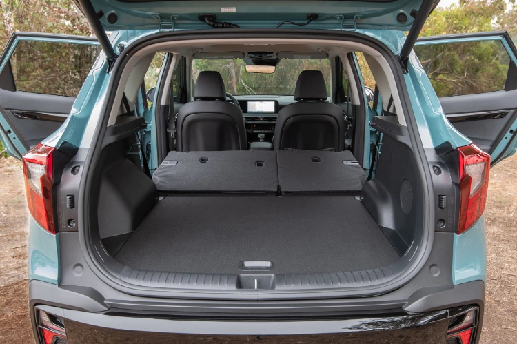 2024 Kia Seltos Rear Seats Folded for Extended Cargo Rear View